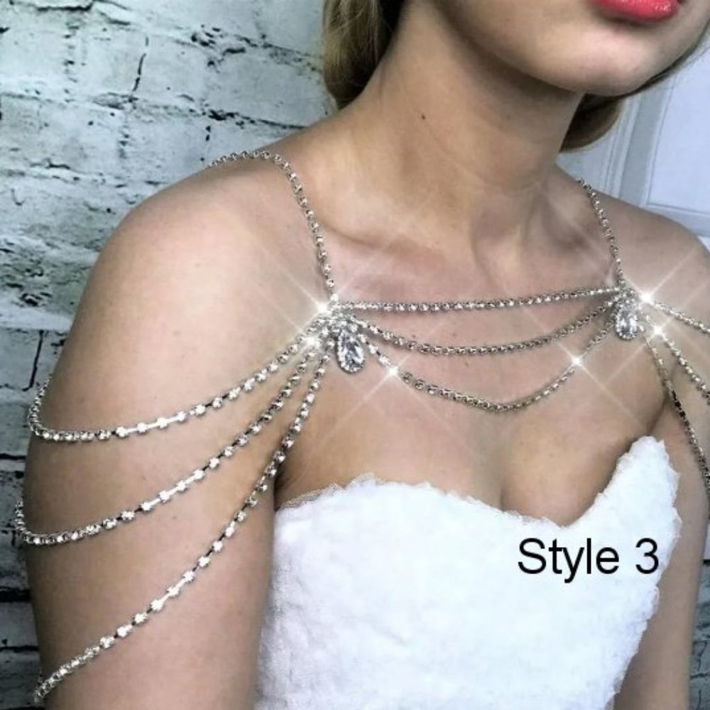 NWT Sparkling Bling Swarovski Crystal Shoulder Necklace - Picture 3 of 7